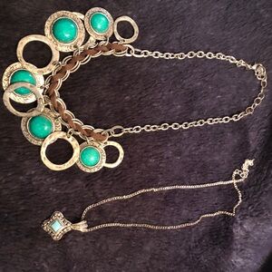 Turquoise and Silver Bundle Statement Necklace Set